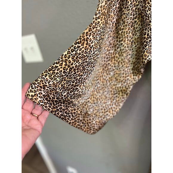 VTG 80s Inner Most Robe XL Cream Leopard Print Kimono Open Tie Front Intimates - Picture 4 of 8